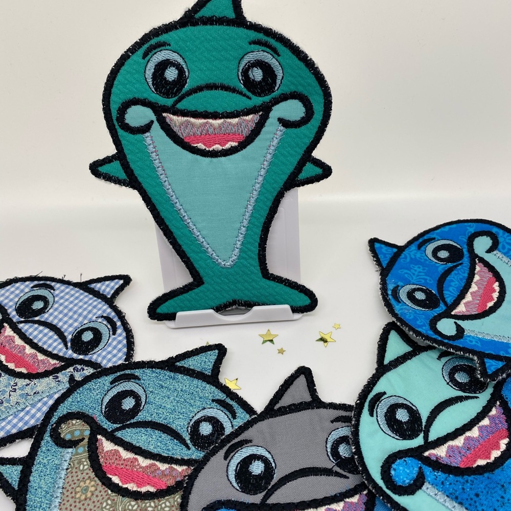 Set of six fun shark coasters